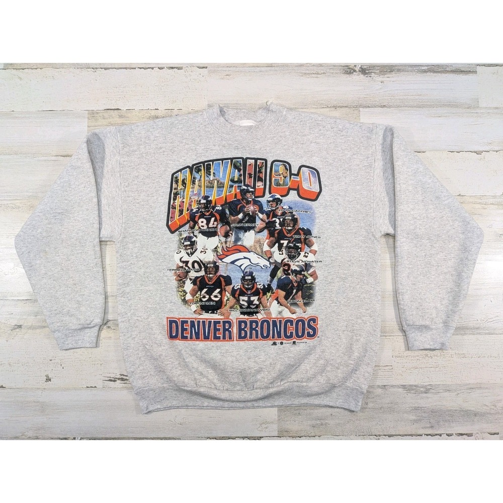 Vintage Denver Broncos Sweatshirt Mens Large Hawaii 9-0 Graphic Tultex USA Made